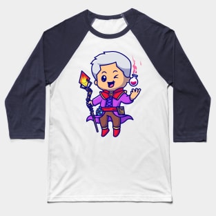 Cute Boy Witch Cartoon Baseball T-Shirt
